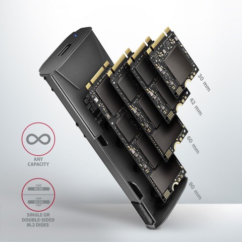 EEM2-GTS2 Obudowa zewnętrzna aluminiowa bezśrubowa USB-C 3.2 Gen 2 M.2 NVMe & SATA SSD + USB-A - USB-C redukcja EEM2-GTS2 Obudowa zewnętrzna aluminiowa bezśrubowa USB-C 3.2 Gen 2 M.2 NVMe & SATA SSD + USB-A - USB-C redukcja
