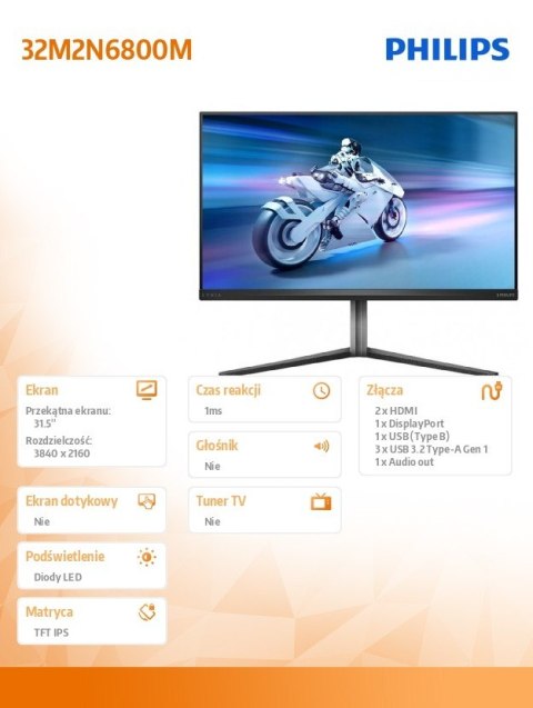 Monitor 32M2N6800M 31.5 cala IPS 4K 144Hz HDMIx2 DP HAS Ambiglow Monitor 32M2N6800M 31.5 cala IPS 4K 144Hz HDMIx2 DP HAS Ambiglow