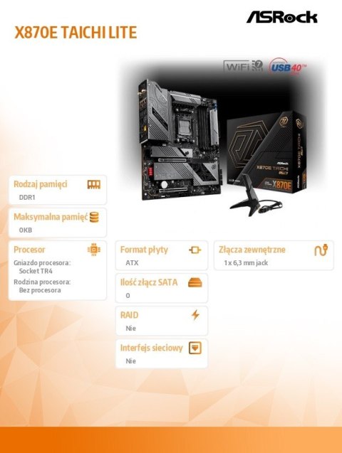 Płyta główna X870E TAICHI LITE AM5 4DDR5 M.2 EATX Płyta główna X870E TAICHI LITE AM5 4DDR5 M.2 EATX