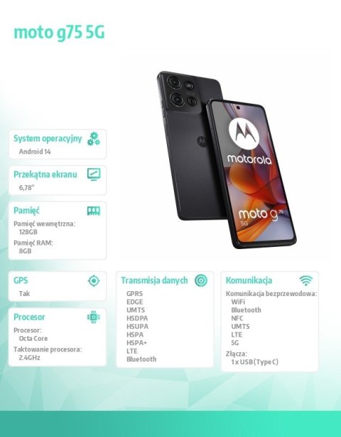 Smartfon moto g75 5G 8/128GB B2B Charcoal Gray business edition Smartfon moto g75 5G 8/128GB B2B Charcoal Gray business edition