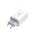 Ładowarka sieciowa 65W GaN LA-07 z kablem USB-A-USB typ C 1m, biała