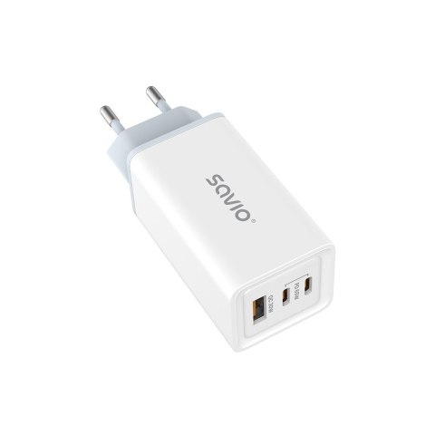 Ładowarka sieciowa 65W GaN LA-07 z kablem USB-A-USB typ C 1m, biała Ładowarka sieciowa 65W GaN LA-07 z kablem USB-A-USB typ C 1m, biała