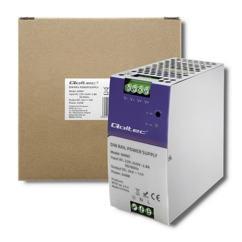 Zasilacz na szynę DIN | 240W | 24V | 10A Zasilacz na szynę DIN | 240W | 24V | 10A