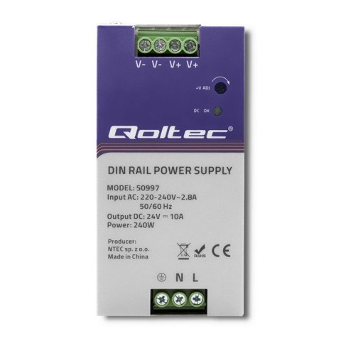 Zasilacz na szynę DIN | 240W | 24V | 10A Zasilacz na szynę DIN | 240W | 24V | 10A