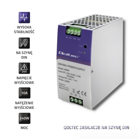 Zasilacz na szynę DIN | 240W | 24V | 10A Zasilacz na szynę DIN | 240W | 24V | 10A