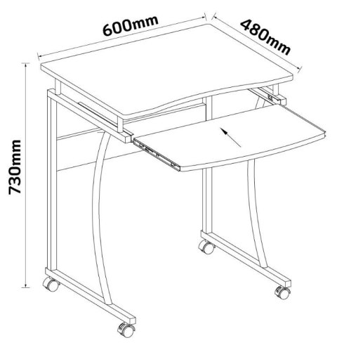 Biurko komputerowe mobilne Techly 600x480mm czarne Biurko komputerowe mobilne Techly 600x480mm czarne