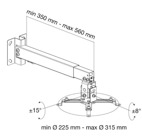 Uchwyt ścienno-sufitowy do projektora 43-65cm, 20kg Uchwyt ścienno-sufitowy do projektora 43-65cm, 20kg