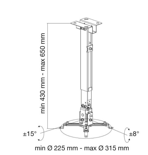 Uchwyt ścienno-sufitowy do projektora 43-65cm, 20kg Uchwyt ścienno-sufitowy do projektora 43-65cm, 20kg