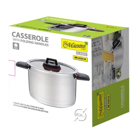 Garnek ze składanymi uchwytami 24cm, 5,5l MR-3530-24 Garnek ze składanymi uchwytami 24cm, 5,5l MR-3530-24