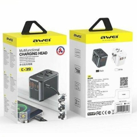 Ładowarka podróżna 4w1 GaN 35W US/AU/EU/UK C-39 2xUSB +3xUSB-C Ładowarka podróżna 4w1 GaN 35W US/AU/EU/UK C-39 2xUSB +3xUSB-C