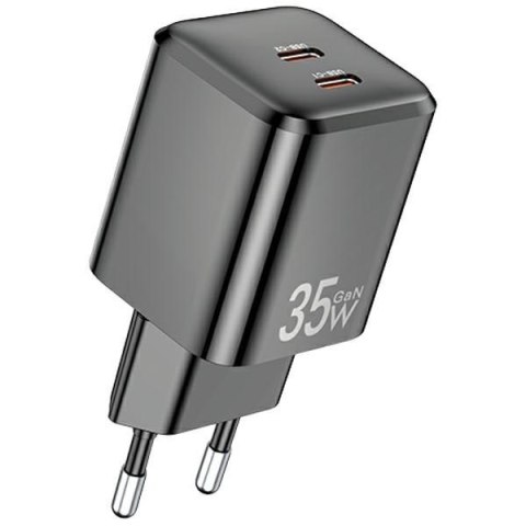 Ładowarka sieciowa GaN 35W 2xUSB-C PD65-EU Czarna Ładowarka sieciowa GaN 35W 2xUSB-C PD65-EU Czarna