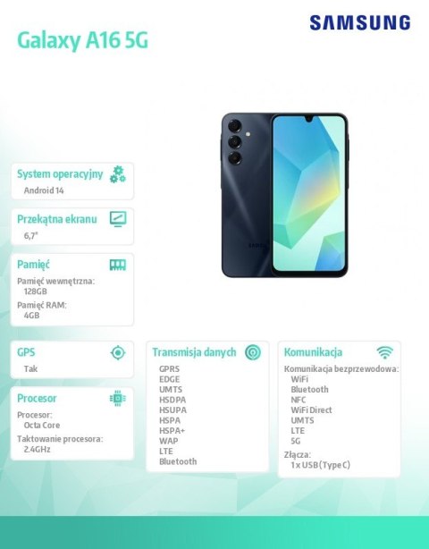 Smartfon Galaxy A16 5G 4/128 GB czarny Smartfon Galaxy A16 5G 4/128 GB czarny