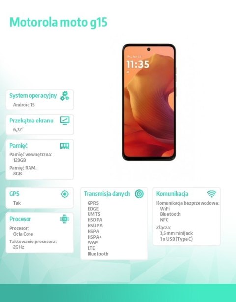 Smartfon moto g15 8/128GB Sunrise Orange Smartfon moto g15 8/128GB Sunrise Orange