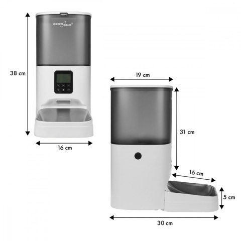 Automatyczny podajnik karmy dla zwierząt GB393 6L, USB 5V1A Biały Automatyczny podajnik karmy dla zwierząt GB393 6L, USB 5V1A Biały