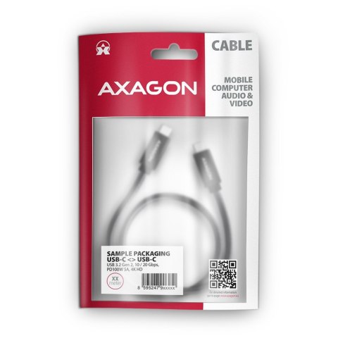 BUCM32-CM05AB Kabel USB-C - USB-C 3.2 Gen 2 0.5m, PD 100W, 5A, 4K HD, ALU, oplot, czarny BUCM32-CM05AB Kabel USB-C - USB-C 3.2 Gen 2 0.5m, PD 100W, 5A, 4K HD, ALU, oplot, czarny