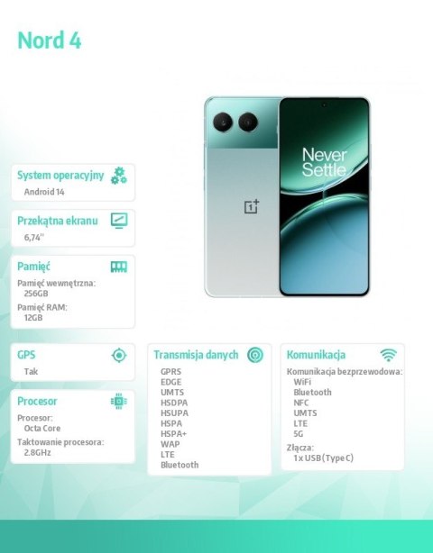 Smartfon Nord 4 5G 12/256 GB CPH2663 zielony Smartfon Nord 4 5G 12/256 GB CPH2663 zielony
