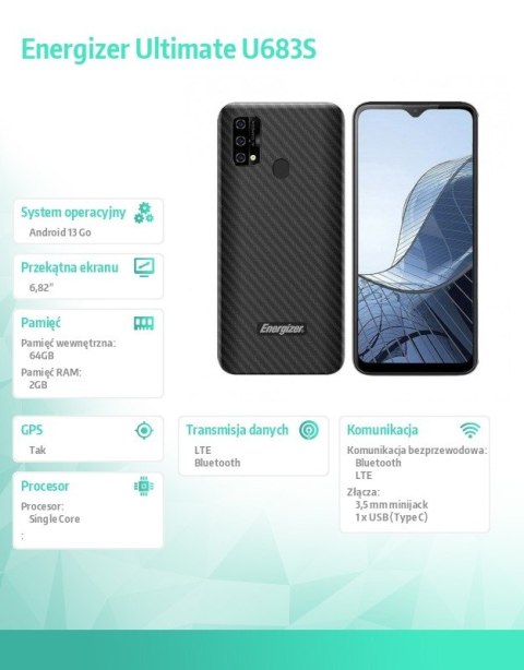 Smartfon Ultimate U683S 2GB RAM 64GB 6,82" 4G LTE Dual SIM EU Czarny Smartfon Ultimate U683S 2GB RAM 64GB 6,82" 4G LTE Dual SIM EU Czarny
