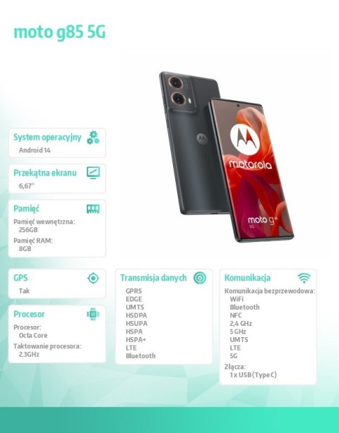 Smartfon moto g85 5G 8/256GB B2B Gadet grey Smartfon moto g85 5G 8/256GB B2B Gadet grey