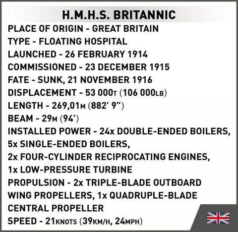 Klocki H.M.H.S. Britannic 636 klocków Klocki H.M.H.S. Britannic 636 klocków