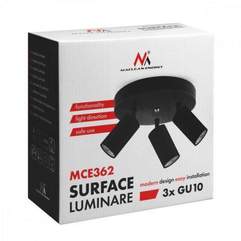 Lampa sufitowa punktowa, GU10, MCE362 B aluminiowa Czarna Lampa sufitowa punktowa, GU10, MCE362 B aluminiowa Czarna