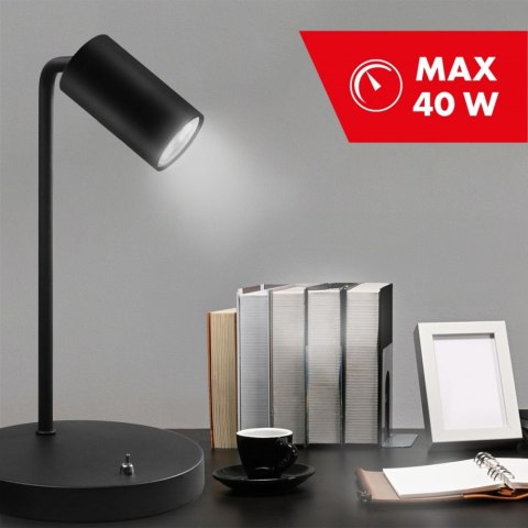 Lampka biurkowa GU10, z włącznikiem MCE370 B czarna, okrągła Lampka biurkowa GU10, z włącznikiem MCE370 B czarna, okrągła