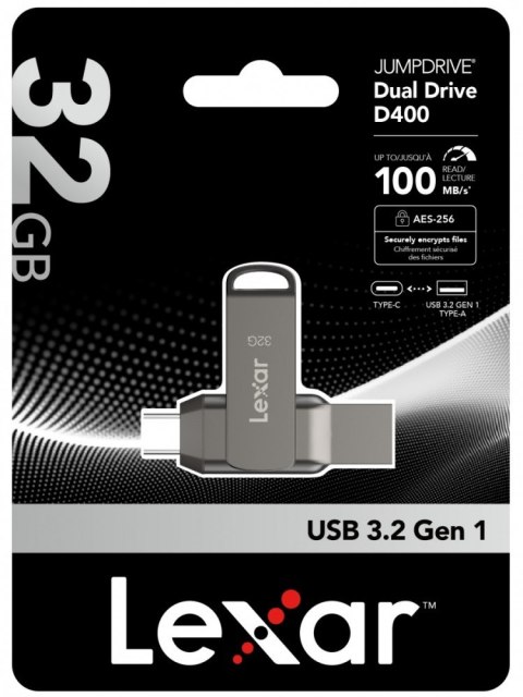 Pendrive Dual Drive D400 32GB USB-C/A 3.1 100MB/s Pendrive Dual Drive D400 32GB USB-C/A 3.1 100MB/s
