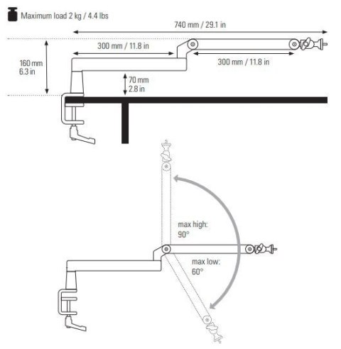 Uchwyt Wave Mic Arm Low Profile Retail Uchwyt Wave Mic Arm Low Profile Retail