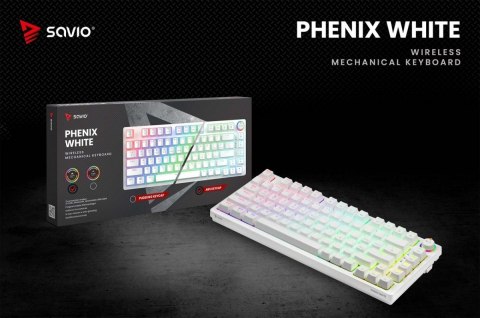 Klawiatura mechaniczna bezprzewodowa PHENIX WHITE Gateron Red Pro, ABS Klawiatura mechaniczna bezprzewodowa PHENIX WHITE Gateron Red Pro, ABS