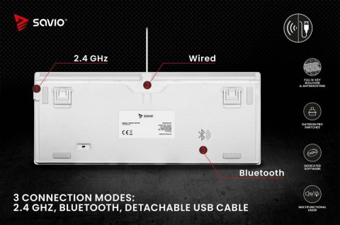 Klawiatura mechaniczna bezprzewodowa PHENIX WHITE Gateron Red Pro, ABS Klawiatura mechaniczna bezprzewodowa PHENIX WHITE Gateron Red Pro, ABS
