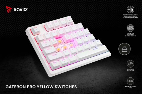 Klawiatura mechaniczna bezprzewodowa PHENIX WHITE Gateron Red Pro, ABS Klawiatura mechaniczna bezprzewodowa PHENIX WHITE Gateron Red Pro, ABS
