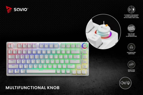 Klawiatura mechaniczna bezprzewodowa PHENIX WHITE Gateron Red Pro, ABS Klawiatura mechaniczna bezprzewodowa PHENIX WHITE Gateron Red Pro, ABS