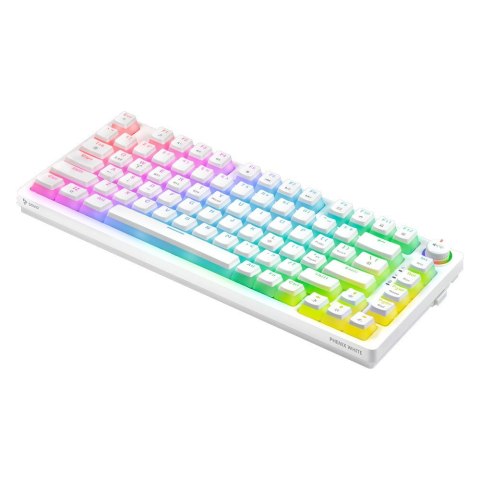 Klawiatura mechaniczna bezprzewodowa SAVIO PHENIX WHITE Gateron Yellow, Pudding Klawiatura mechaniczna bezprzewodowa SAVIO PHENIX WHITE Gateron Yellow, Pudding