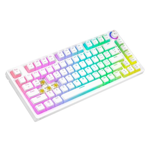 Klawiatura mechaniczna bezprzewodowa SAVIO PHENIX WHITE Gateron Yellow, Pudding Klawiatura mechaniczna bezprzewodowa SAVIO PHENIX WHITE Gateron Yellow, Pudding