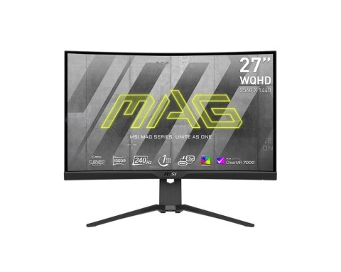 Monitor 27 cali MAG 275CQRXF LED/QHD/Curved/240Hz/czarny Monitor 27 cali MAG 275CQRXF LED/QHD/Curved/240Hz/czarny